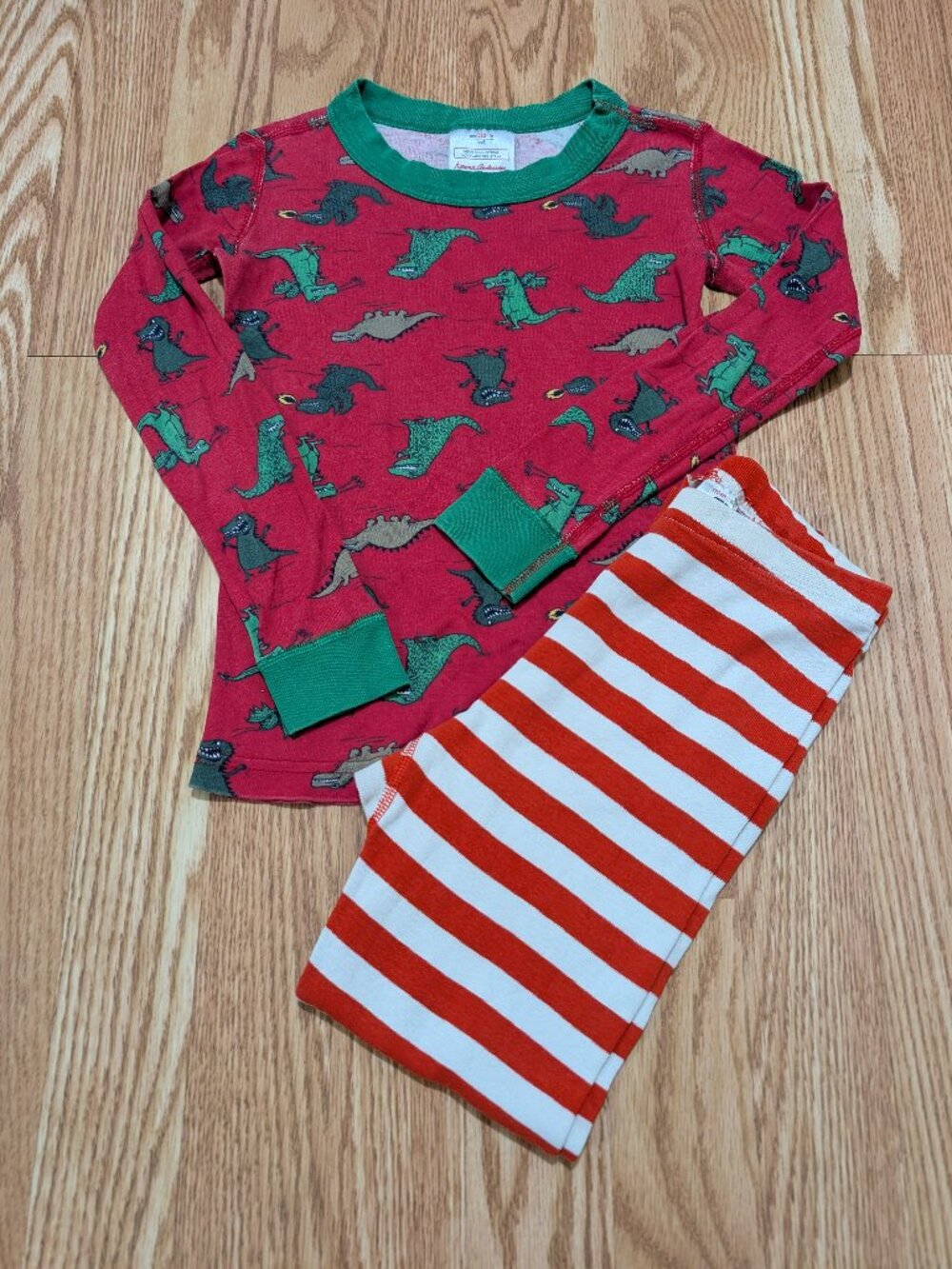 Hanna Andersson Dragon Red Green Long Sleeve Pants Pajamas 110 5